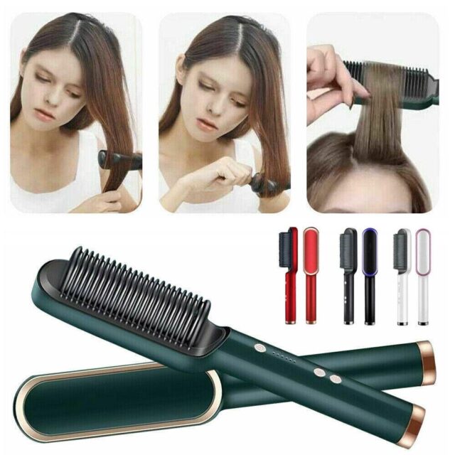 Hair Straightener, Hot Comb Anti Scalding Curler Electric Iron Brush